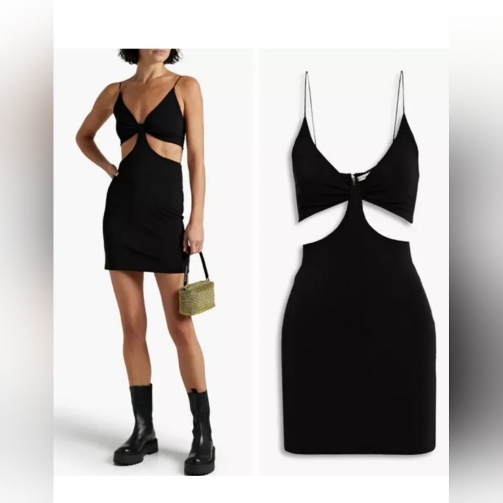 ALICE + OLIVIA Havana Cutout Cady Mini Dress in Black Size 12 $289
